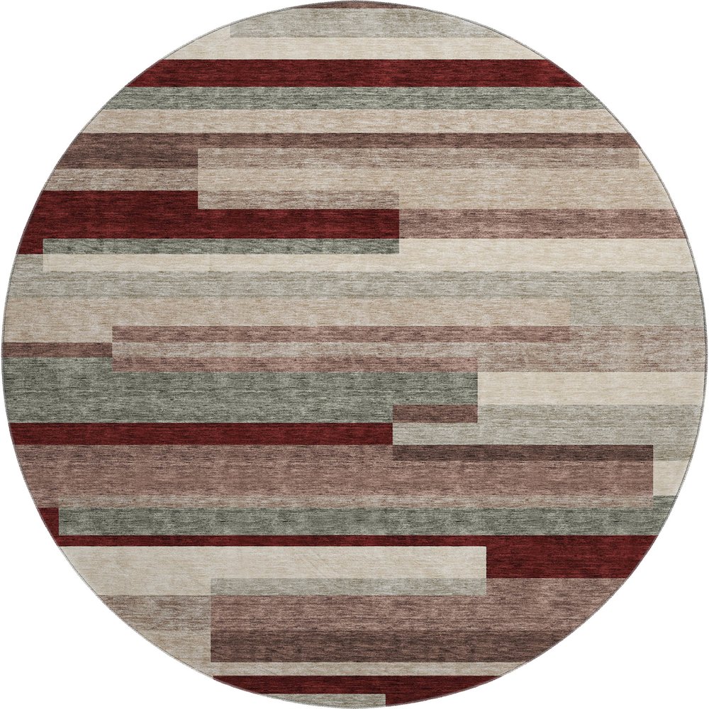 Premium Machine Washable Mayfield AMF956 Merlot 8' x 8' Round Rug. Picture 1