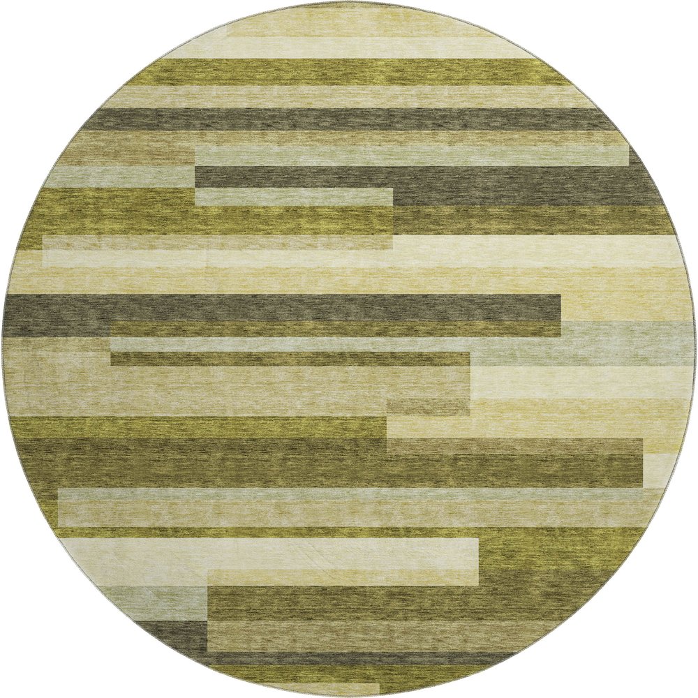Premium Machine Washable Mayfield AMF956 Olive 8' x 8' Round Rug. Picture 1