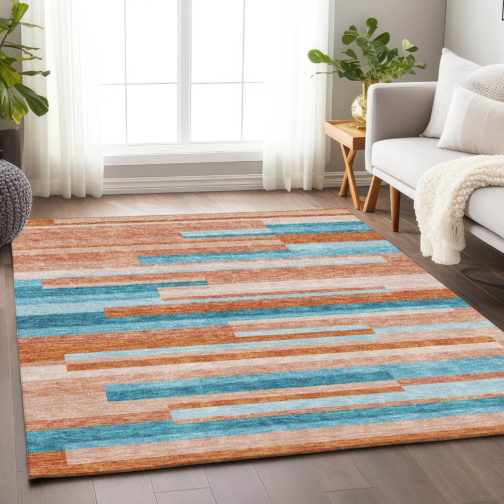 Premium Machine Washable Mayfield AMF956 Orange 2'6" x 3'10" Rug. Picture 5