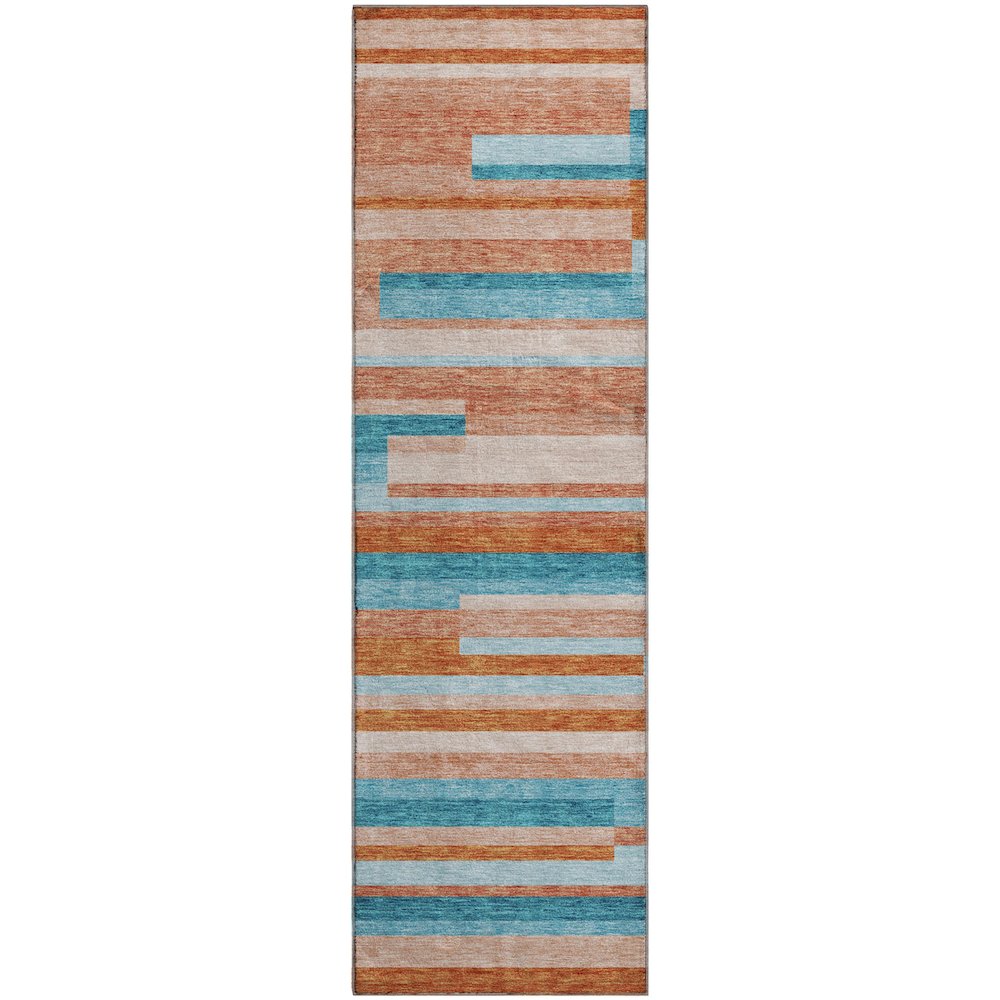 Premium Machine Washable Mayfield AMF956 Orange 2'3" x 7'6" Runner Rug. Picture 1