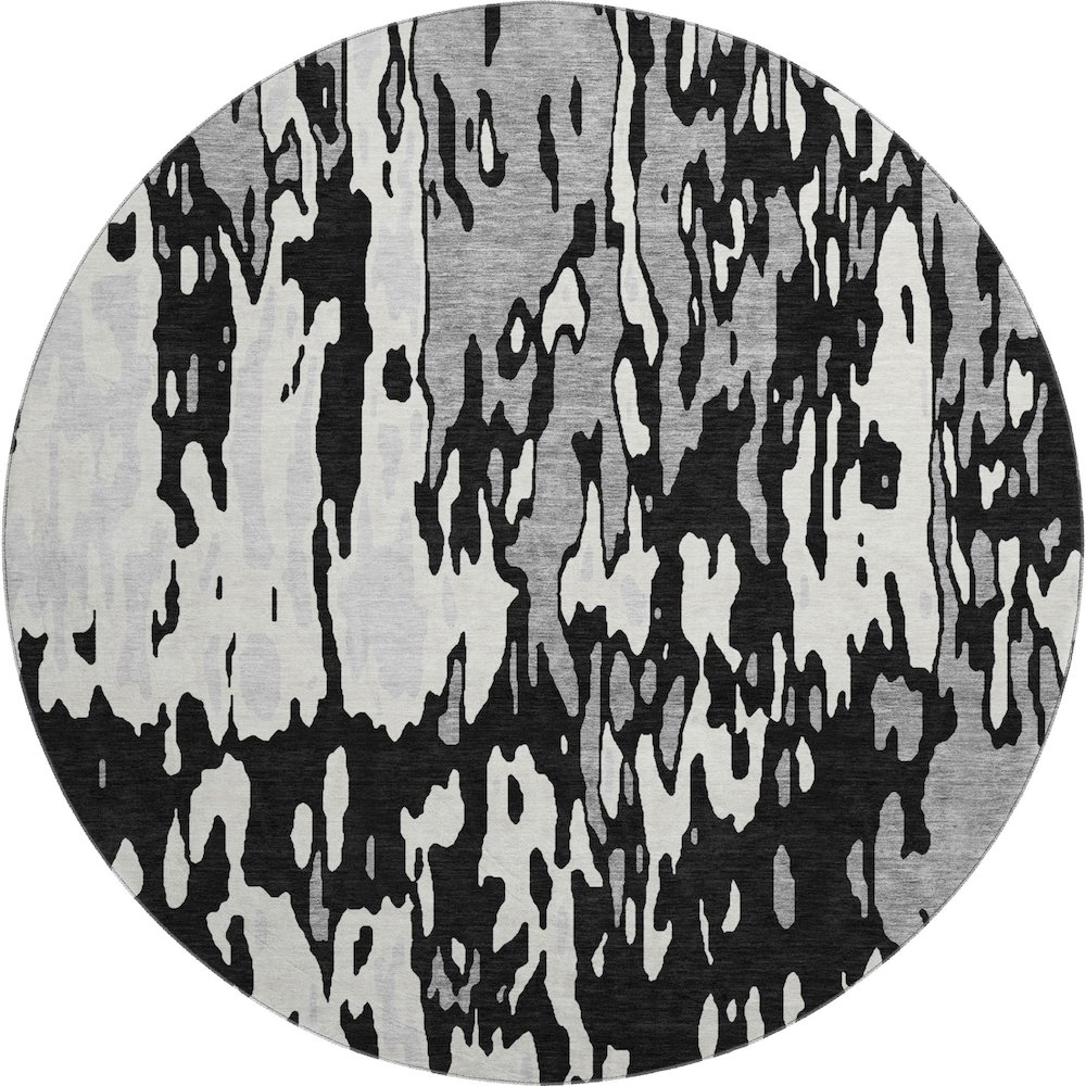 Premium Machine Washable Mayfield AMF957 Black 8' x 8' Round Rug. Picture 1