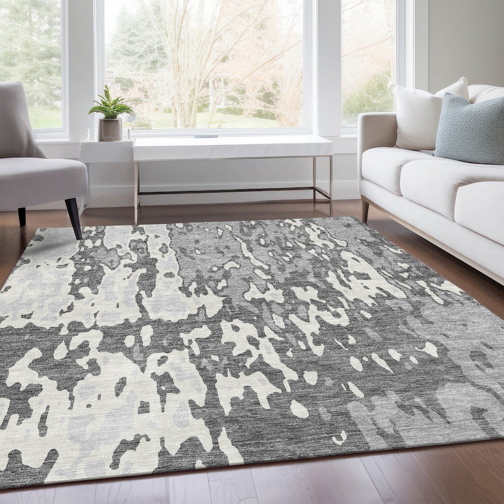 Premium Machine Washable Mayfield AMF957 Gray 2'6" x 3'10" Rug. Picture 6