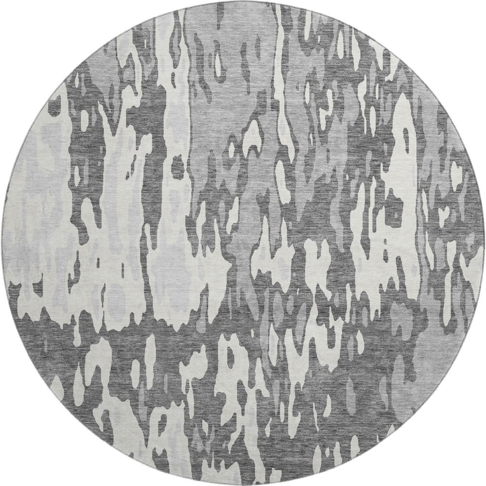 Premium Machine Washable Mayfield AMF957 Gray 8' x 8' Round Rug. Picture 1
