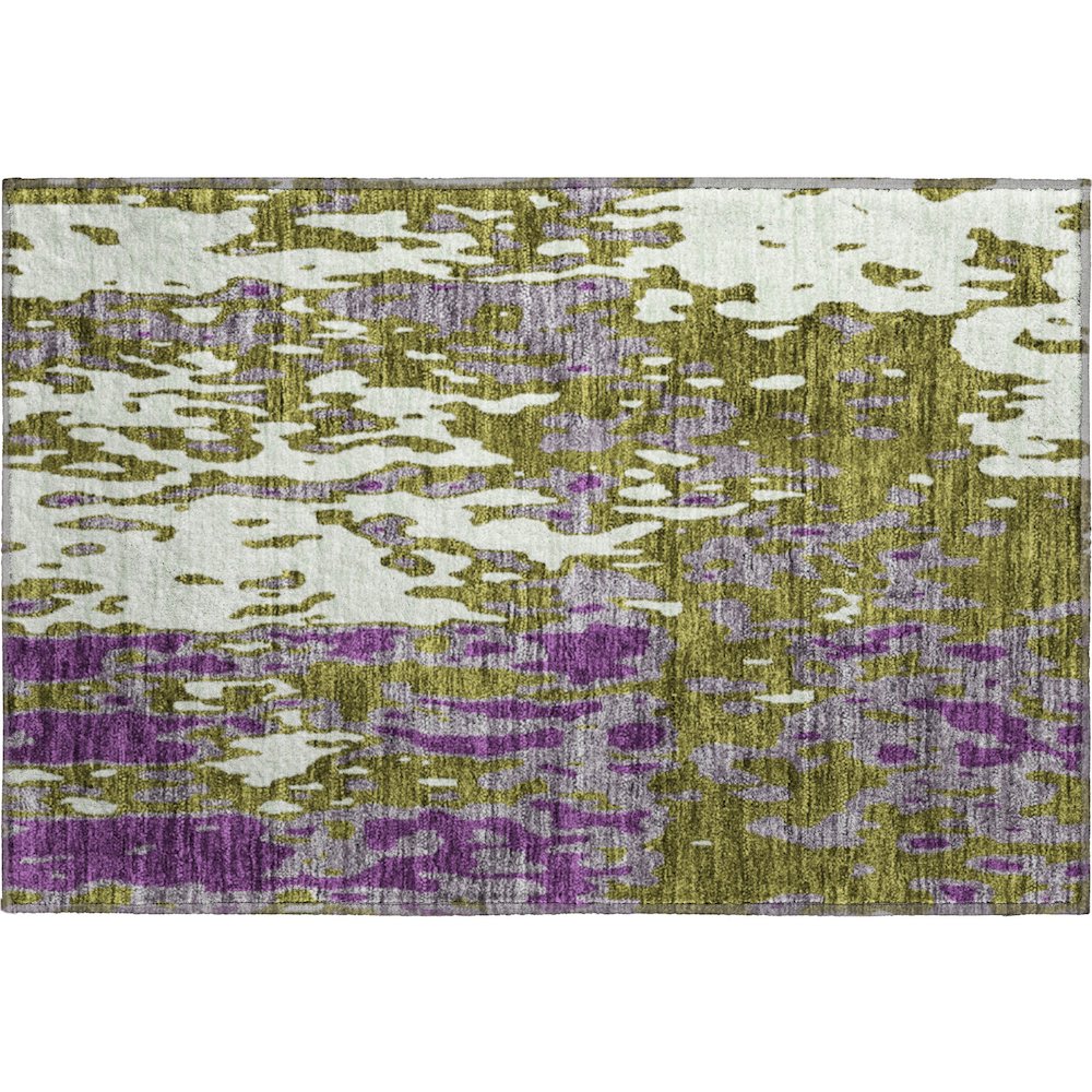 Premium Machine Washable Mayfield AMF957 Olive 1'8" x 2'6" Rug. Picture 1