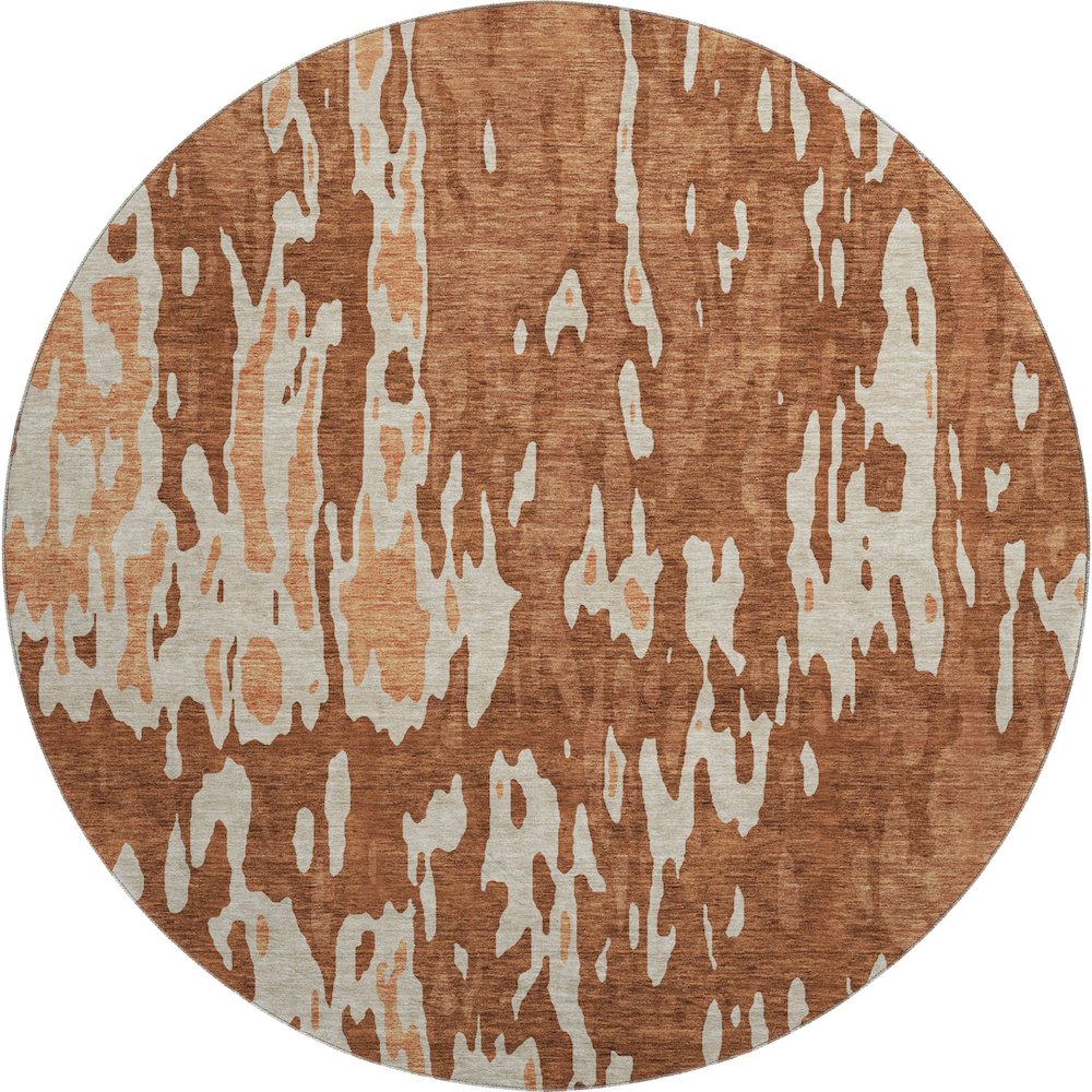 Premium Machine Washable Mayfield AMF957 Paprika 8' x 8' Round Rug. Picture 1