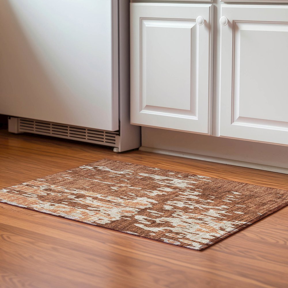 Premium Machine Washable Mayfield AMF957 Paprika 1'8" x 2'6" Rug. Picture 5