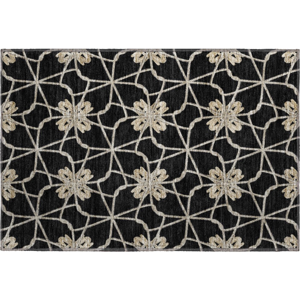 Premium Machine Washable Mayfield AMF958 Black 1'8" x 2'6" Rug. Picture 1