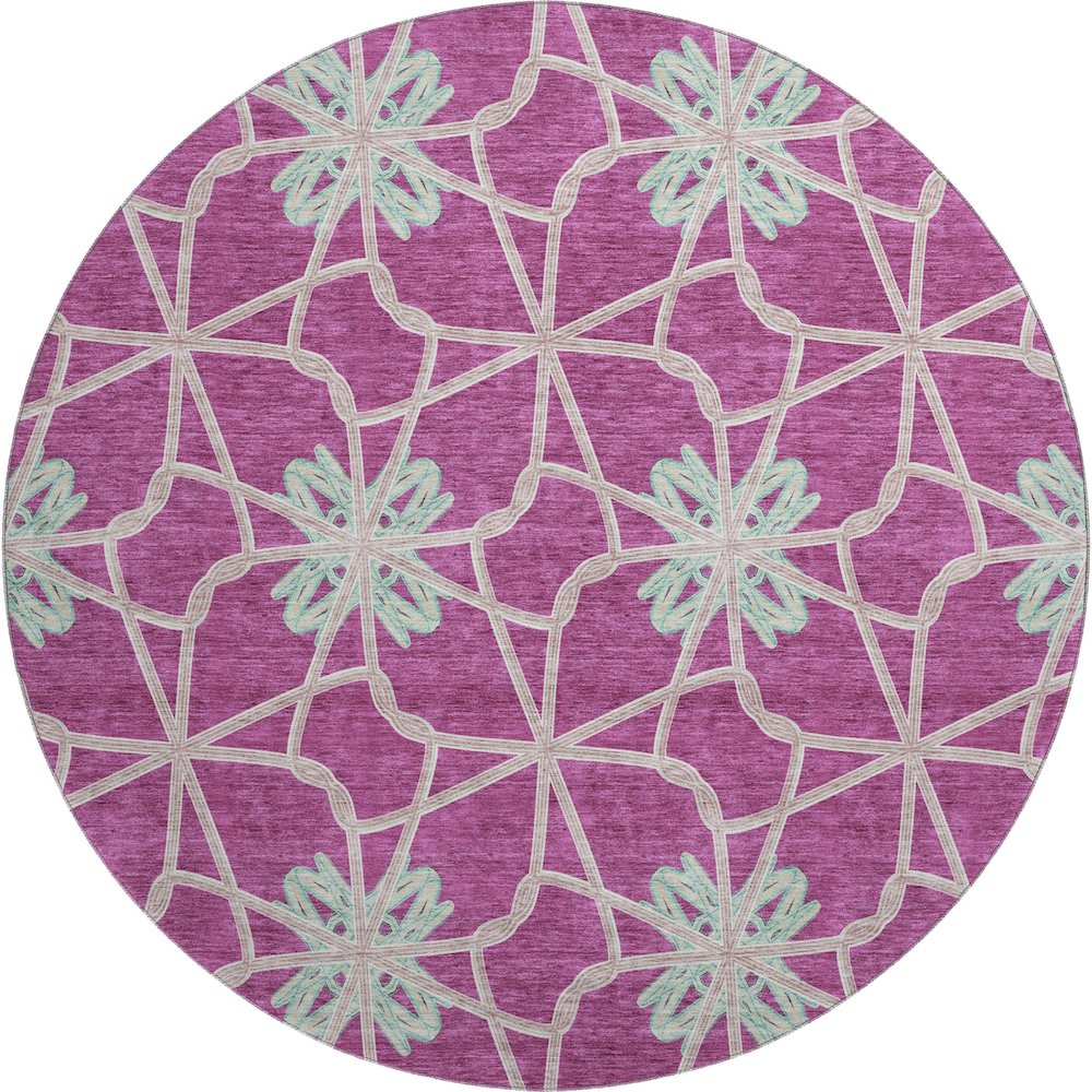 Premium Machine Washable Mayfield AMF958 Blush 8' x 8' Round Rug. Picture 1