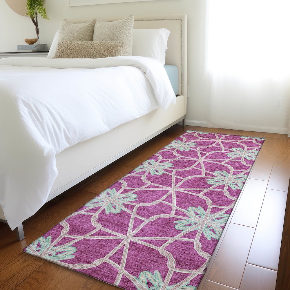 Premium Machine Washable Mayfield AMF958 Blush 2'3" x 7'6" Runner Rug. Picture 5