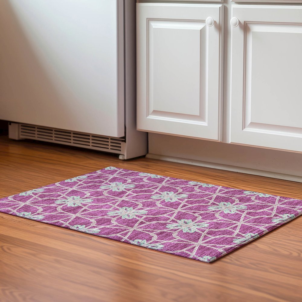 Premium Machine Washable Mayfield AMF958 Blush 1'8" x 2'6" Rug. Picture 5