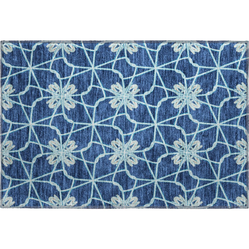 Premium Machine Washable Mayfield AMF958 Navy 1'8" x 2'6" Rug. Picture 1