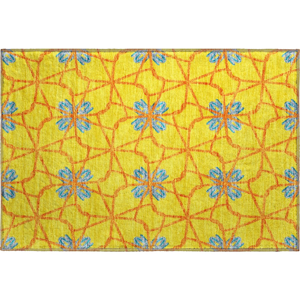 Premium Machine Washable Mayfield AMF958 Yellow 1'8" x 2'6" Rug. Picture 1