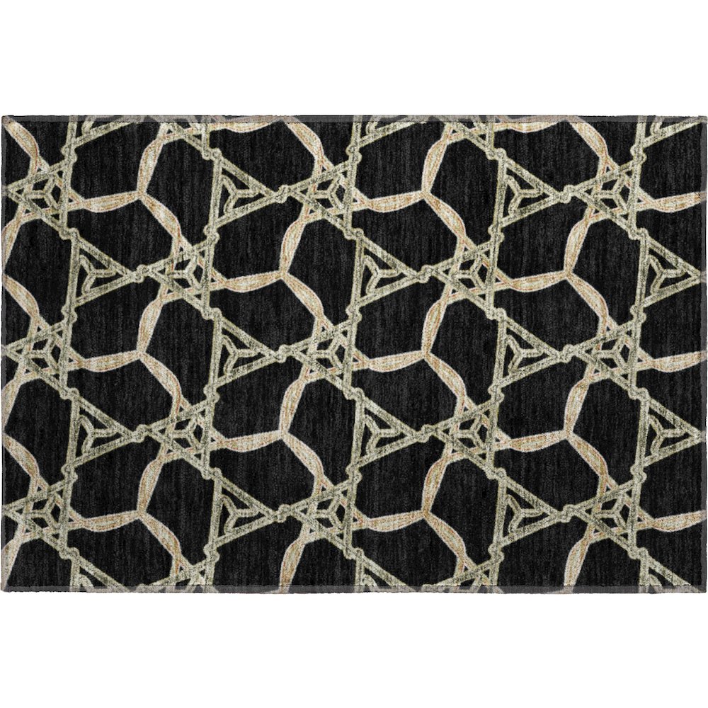Premium Machine Washable Mayfield AMF959 Black 1'8" x 2'6" Rug. Picture 1