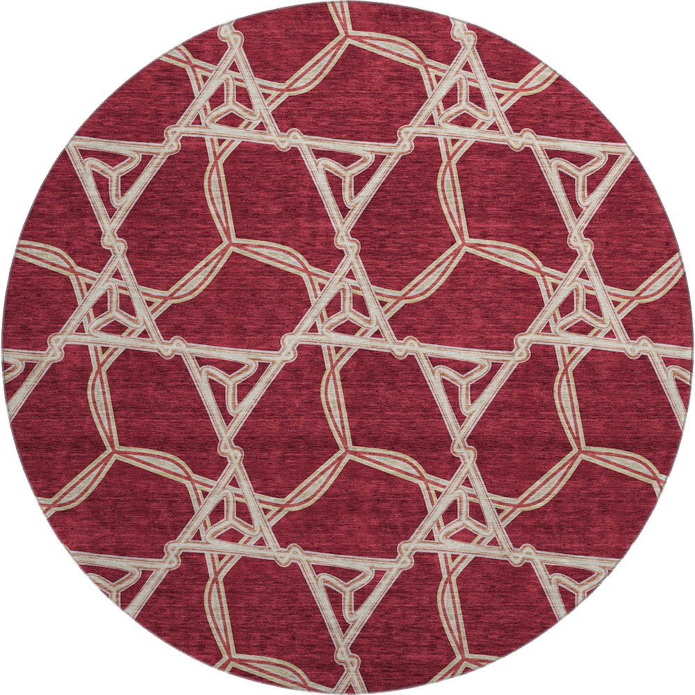 Premium Machine Washable Mayfield AMF959 Burgundy 8' x 8' Round Rug. Picture 1