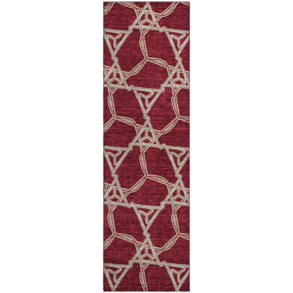 Premium Machine Washable Mayfield AMF959 Burgundy 2'3" x 7'6" Runner Rug. Picture 1