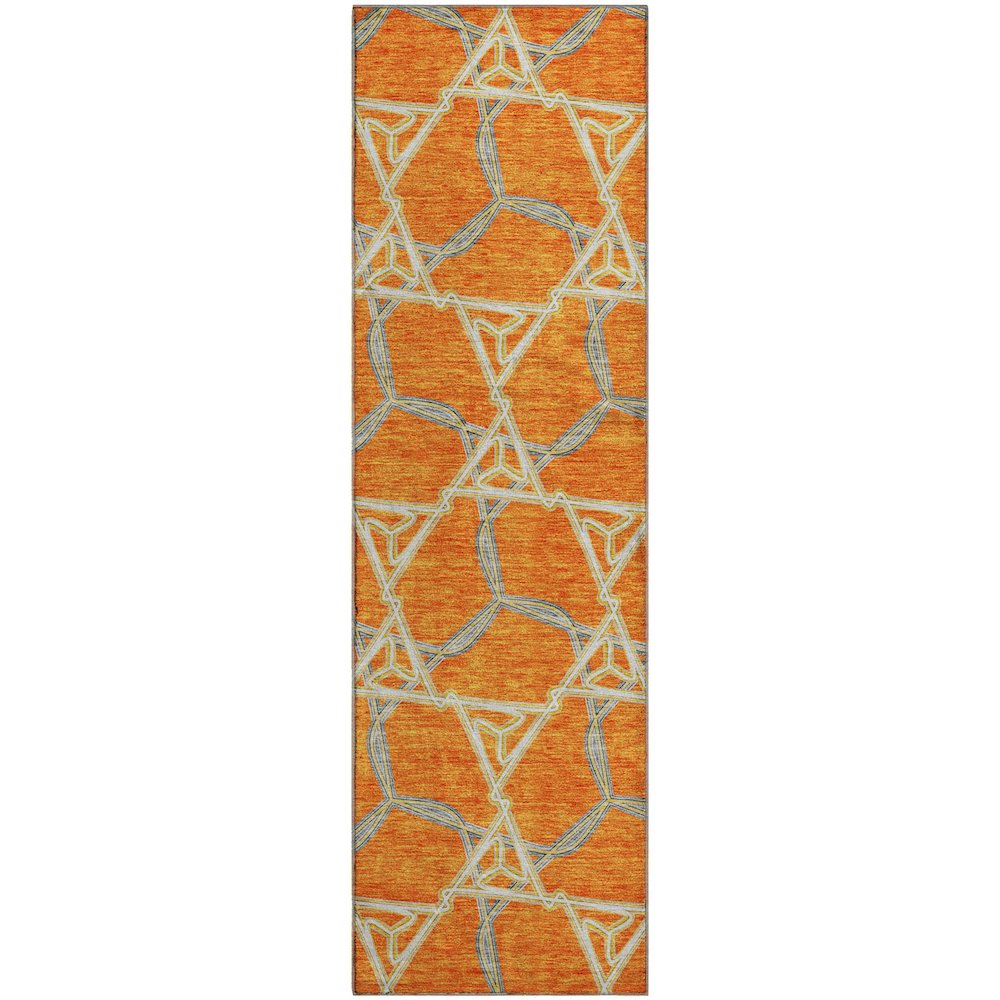 Premium Machine Washable Mayfield AMF959 Orange 2'3" x 7'6" Runner Rug. Picture 1
