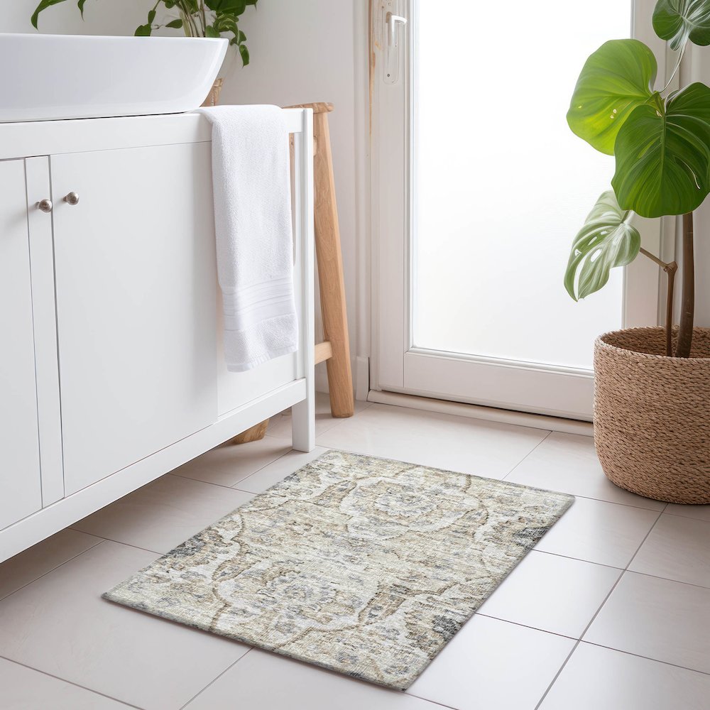Premium Machine Washable Mayfield  Linen 1'8" x 2'6" Rug. Picture 5
