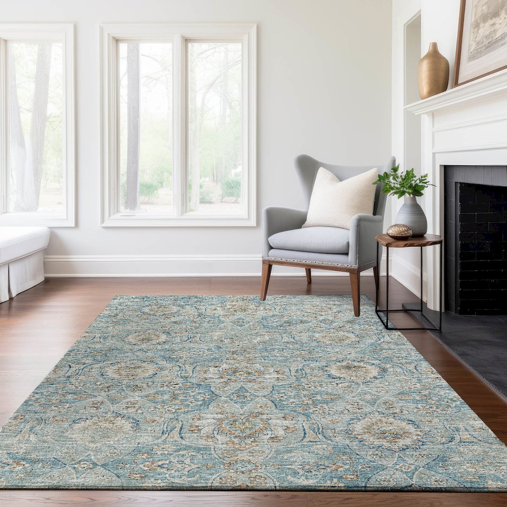 Premium Machine Washable Mayfield  Peacock 2'6" x 3'10" Rug. Picture 6