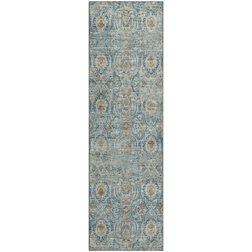Premium Machine Washable Mayfield  Peacock 2'3" x 7'6" Runner Rug. Picture 1