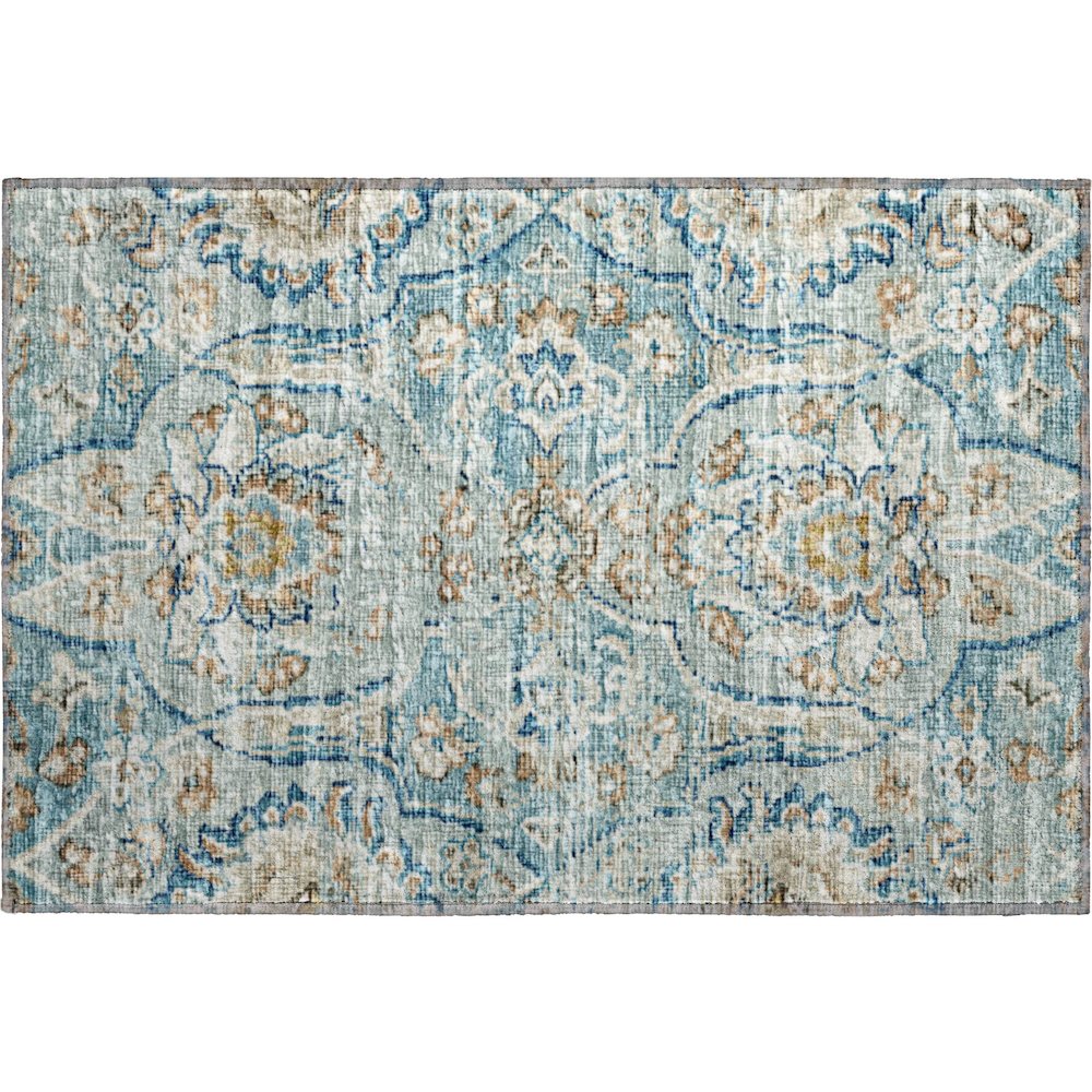 Premium Machine Washable Mayfield  Peacock 1'8" x 2'6" Rug. Picture 1