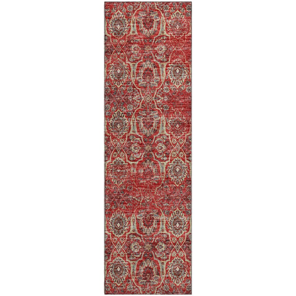 Premium Machine Washable Mayfield  Red 2'3" x 7'6" Runner Rug. Picture 1