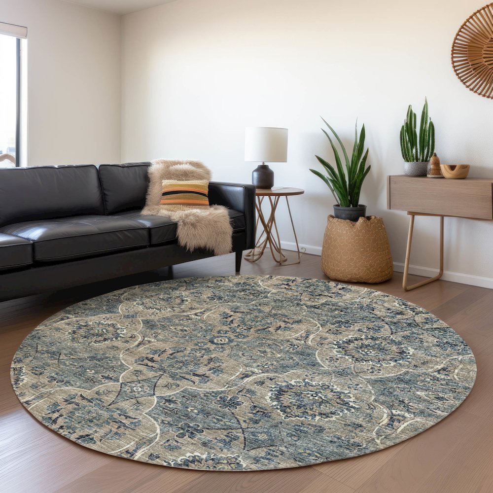 Premium Machine Washable Mayfield  River 8' x 8' Round Rug. Picture 5