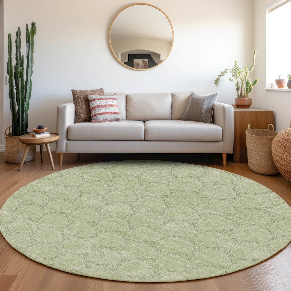 Premium Machine Washable Mayfield AMF960 Aloe 8' x 8' Round Rug. Picture 5