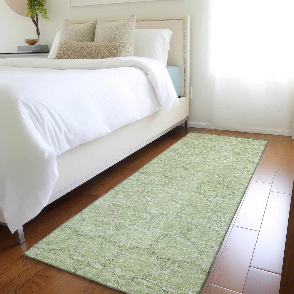Premium Machine Washable Mayfield AMF960 Aloe 2'3" x 7'6" Runner Rug. Picture 5