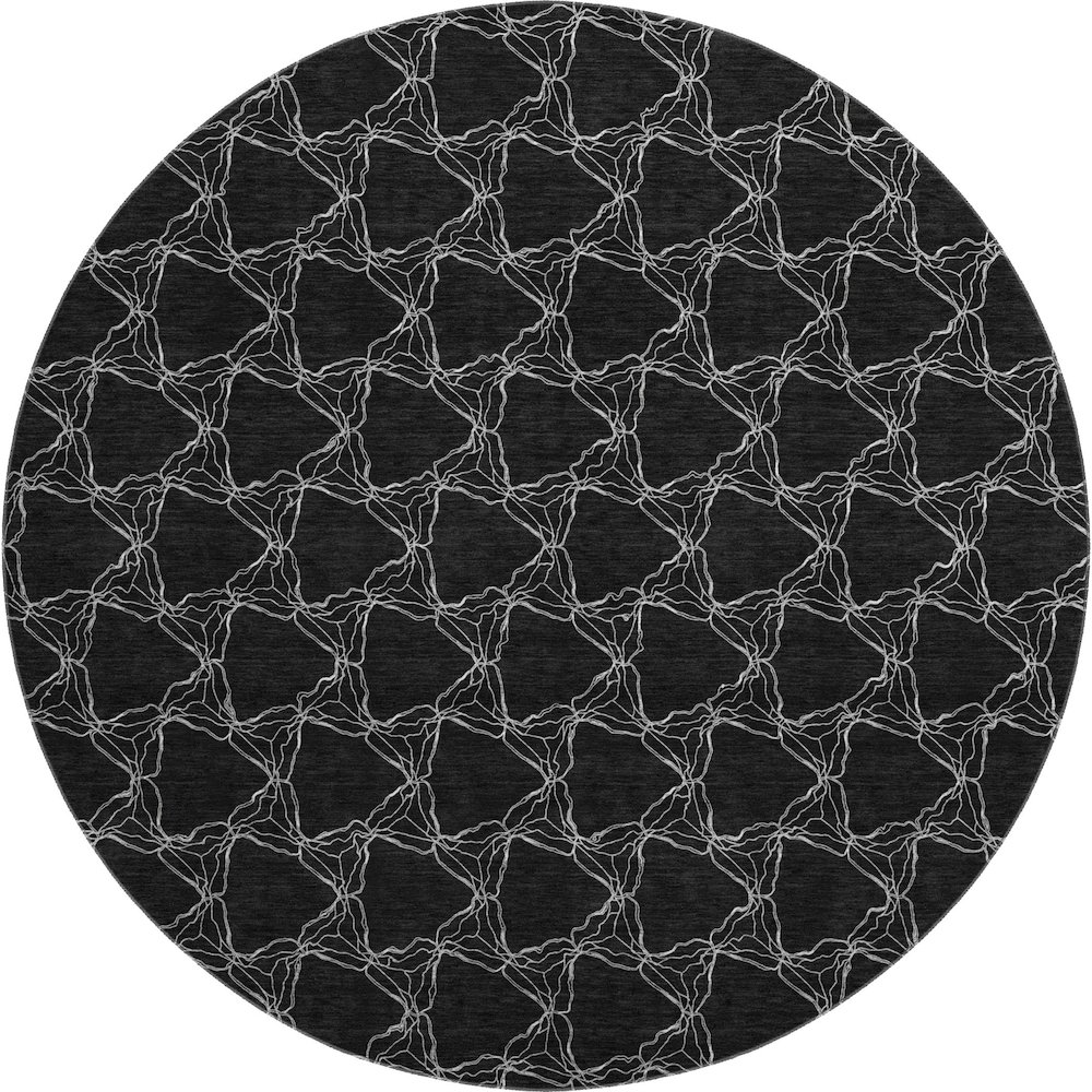 Premium Machine Washable Mayfield AMF960 Black 8' x 8' Round Rug. Picture 1