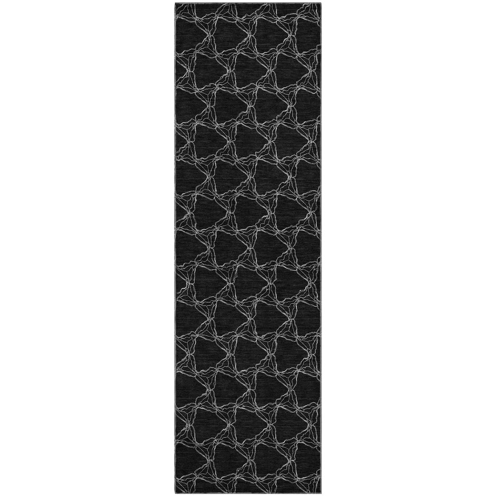 Premium Machine Washable Mayfield AMF960 Black 2'3" x 7'6" Runner Rug. Picture 1