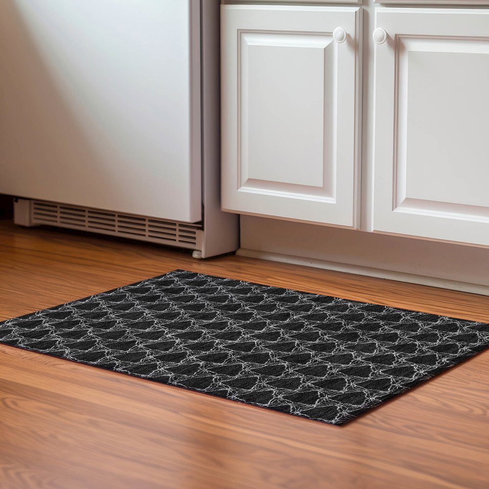 Premium Machine Washable Mayfield AMF960 Black 1'8" x 2'6" Rug. Picture 5