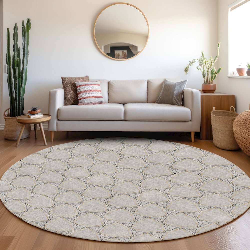 Premium Machine Washable Mayfield AMF960 Gray 8' x 8' Round Rug. Picture 5