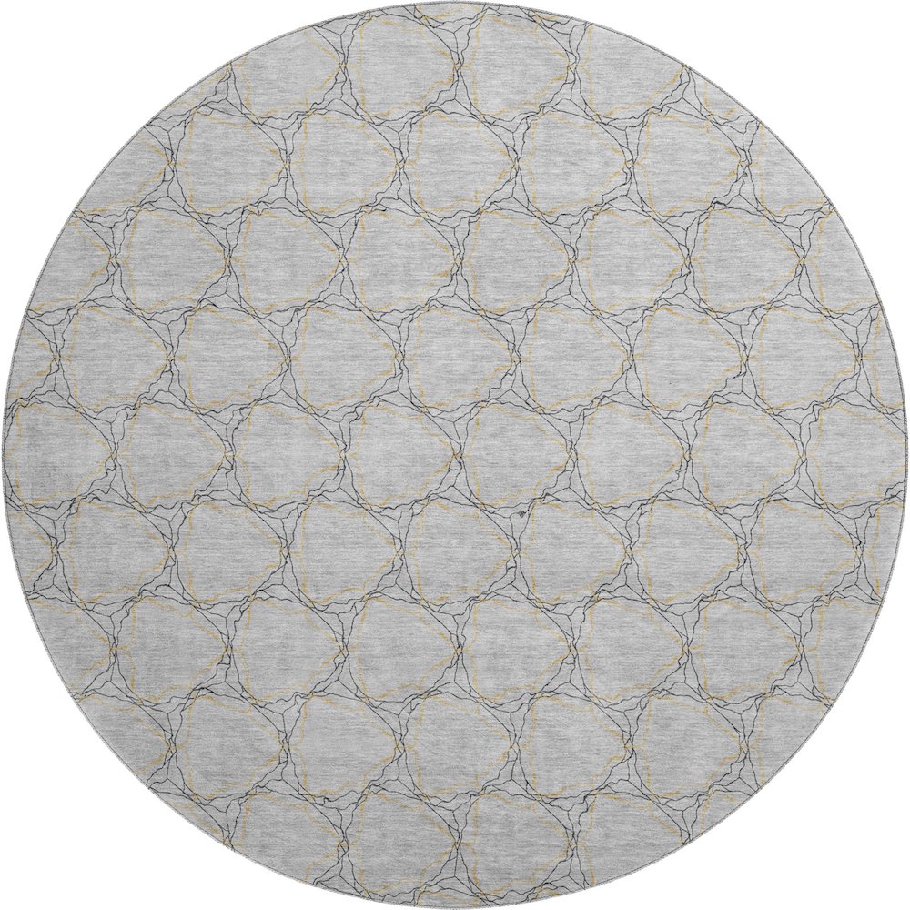 Premium Machine Washable Mayfield AMF960 Gray 8' x 8' Round Rug. Picture 1