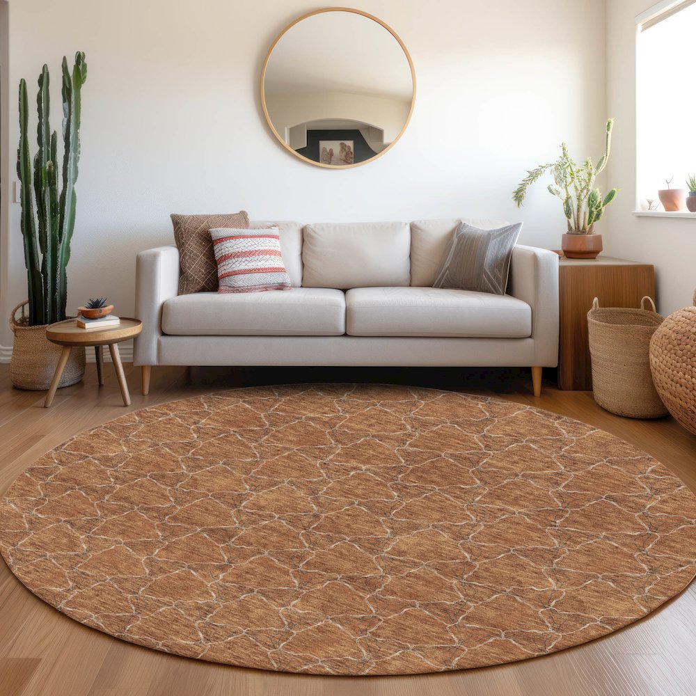 Premium Machine Washable Mayfield AMF960 Paprika 8' x 8' Round Rug. Picture 5