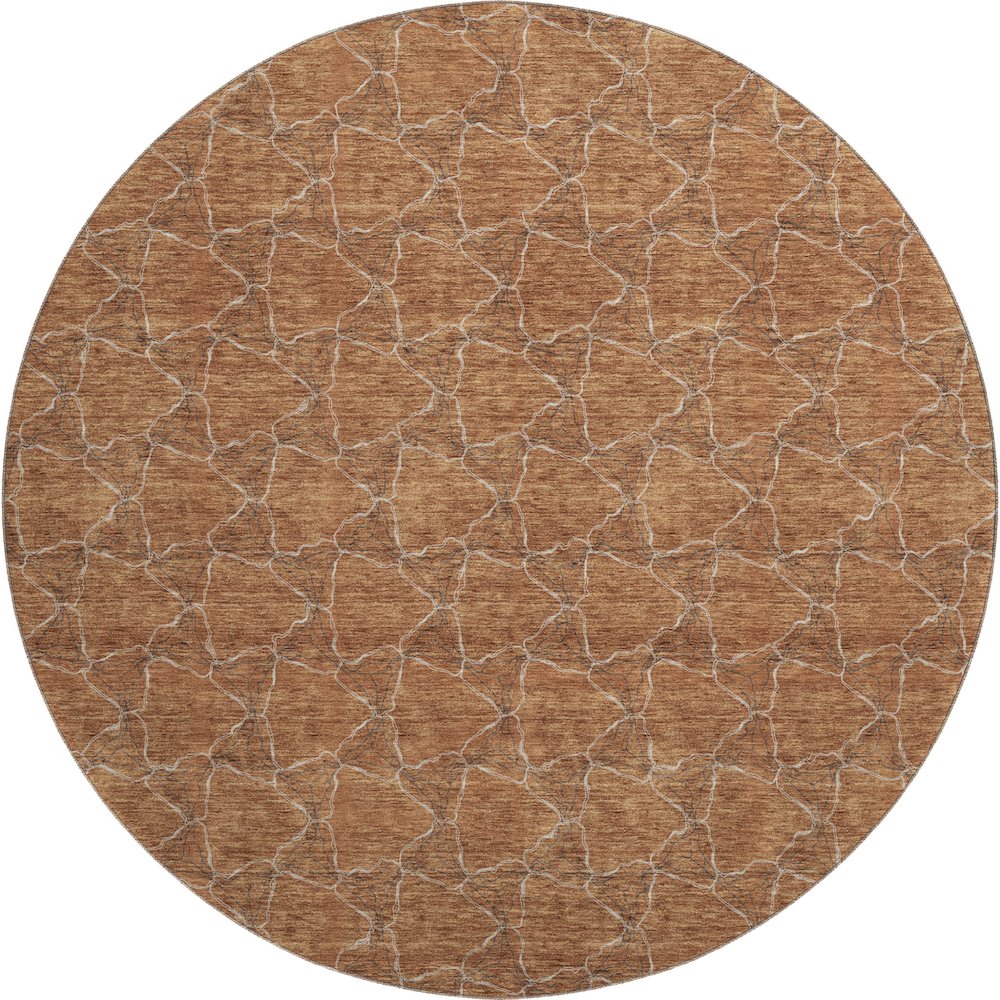 Premium Machine Washable Mayfield AMF960 Paprika 8' x 8' Round Rug. Picture 1