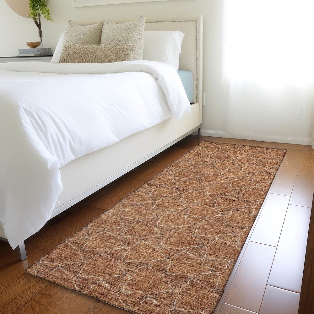 Premium Machine Washable Mayfield AMF960 Paprika 2'3" x 7'6" Runner Rug. Picture 5