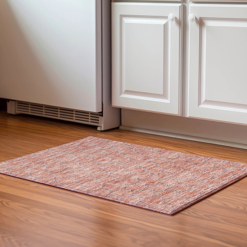 Premium Machine Washable Mayfield AMF960 Salmon 1'8" x 2'6" Rug. Picture 5