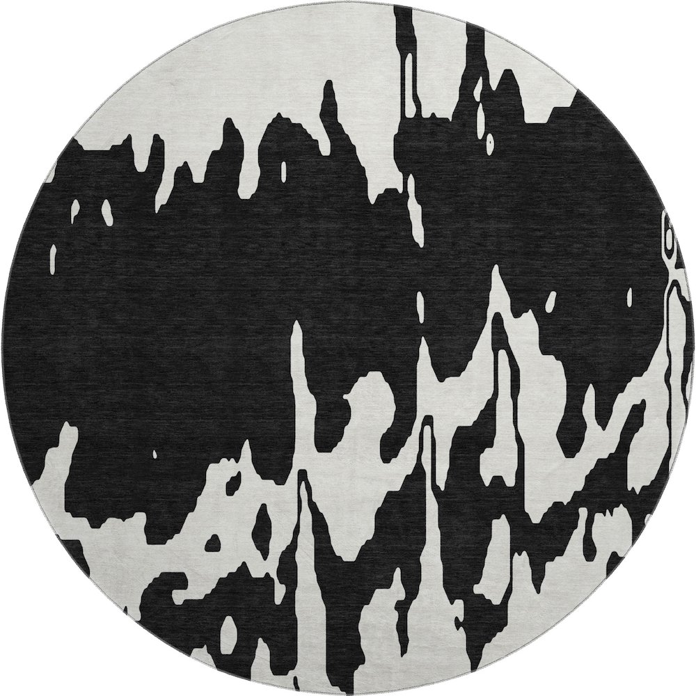 Premium Machine Washable Mayfield AMF961 Black 8' x 8' Round Rug. Picture 1