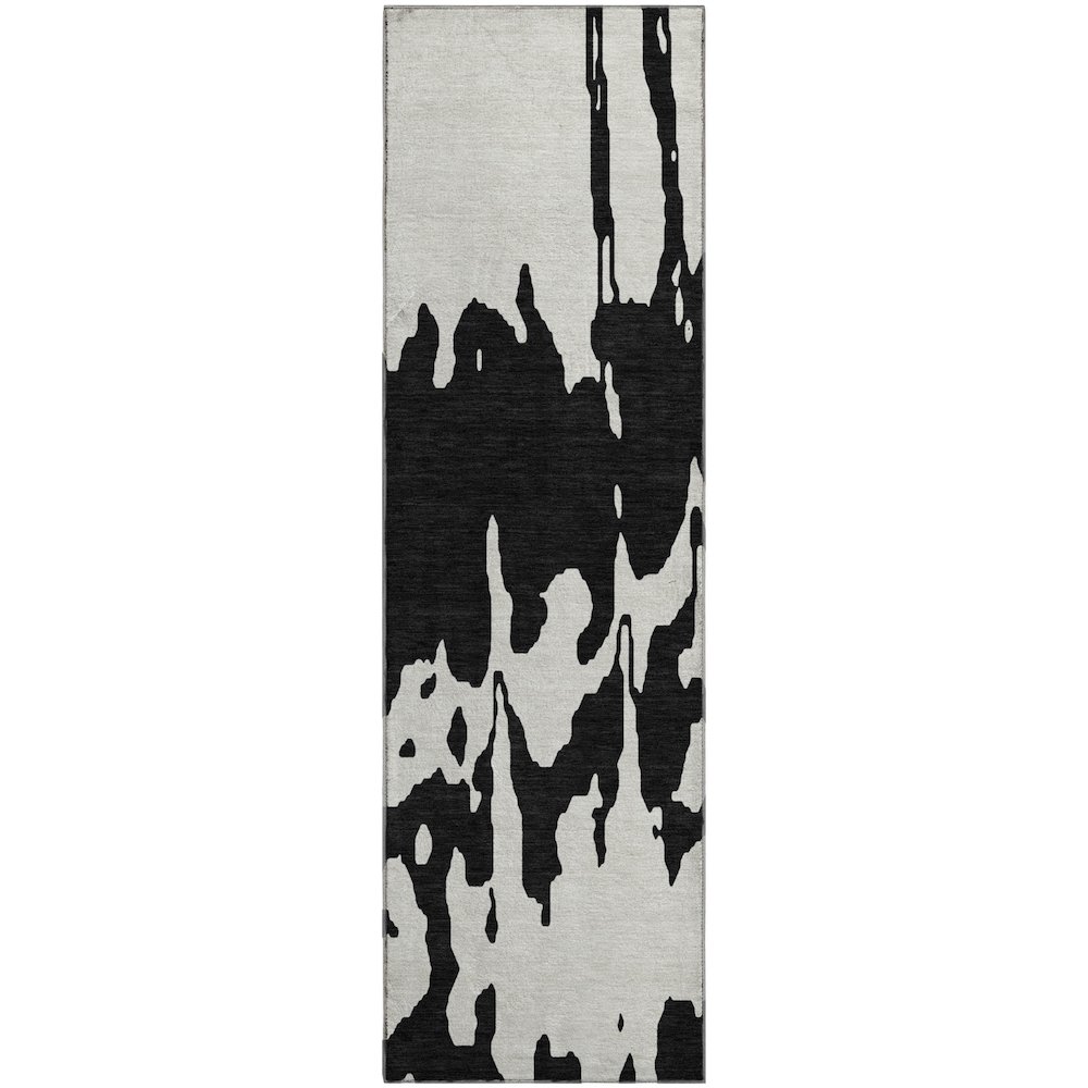 Premium Machine Washable Mayfield AMF961 Black 2'3" x 7'6" Runner Rug. Picture 1