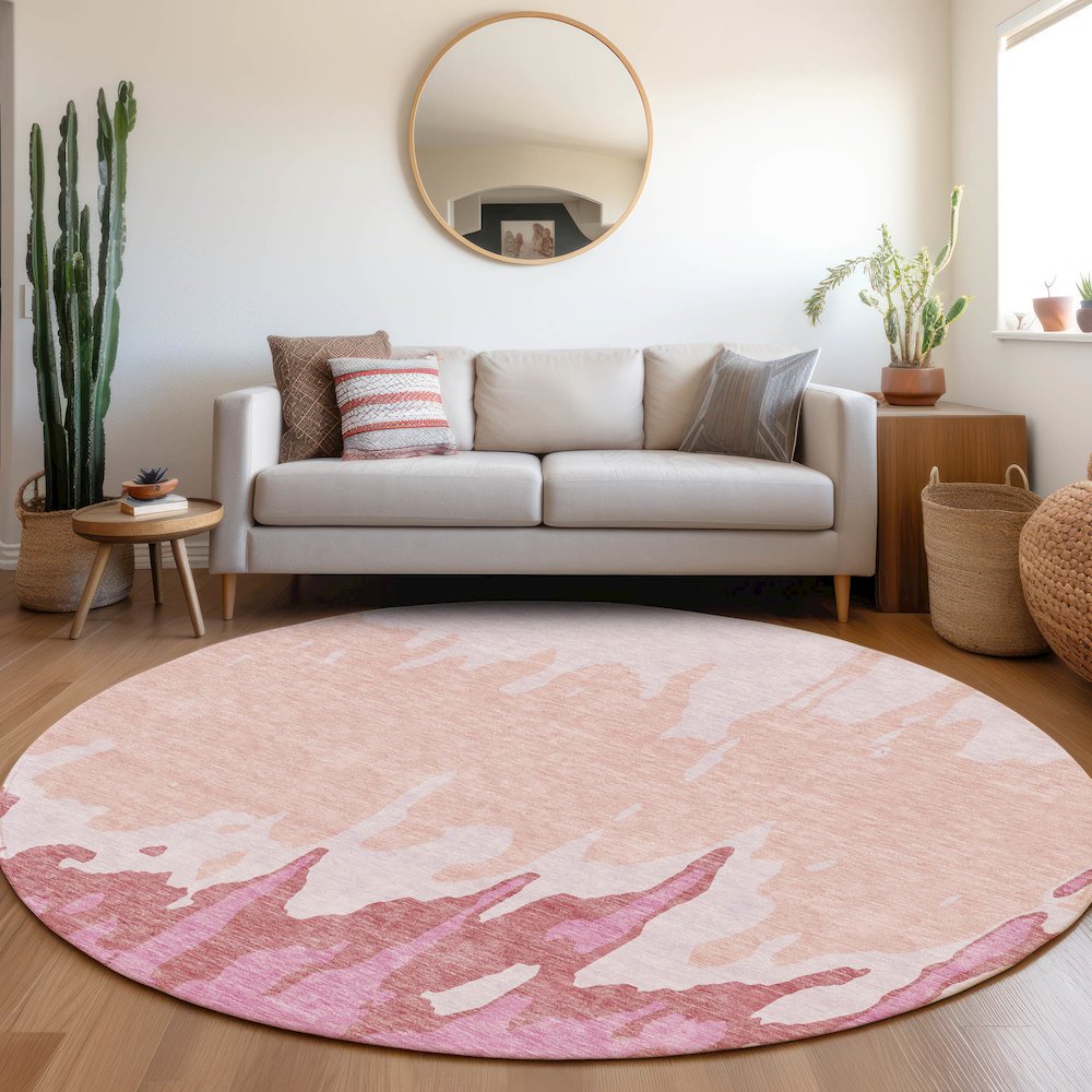 Premium Machine Washable Mayfield AMF961 Blush 8' x 8' Round Rug. Picture 5