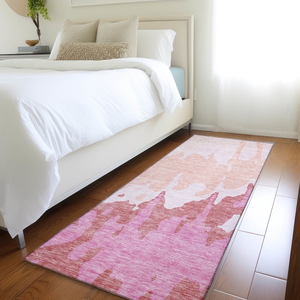 Premium Machine Washable Mayfield AMF961 Blush 2'3" x 7'6" Runner Rug. Picture 5