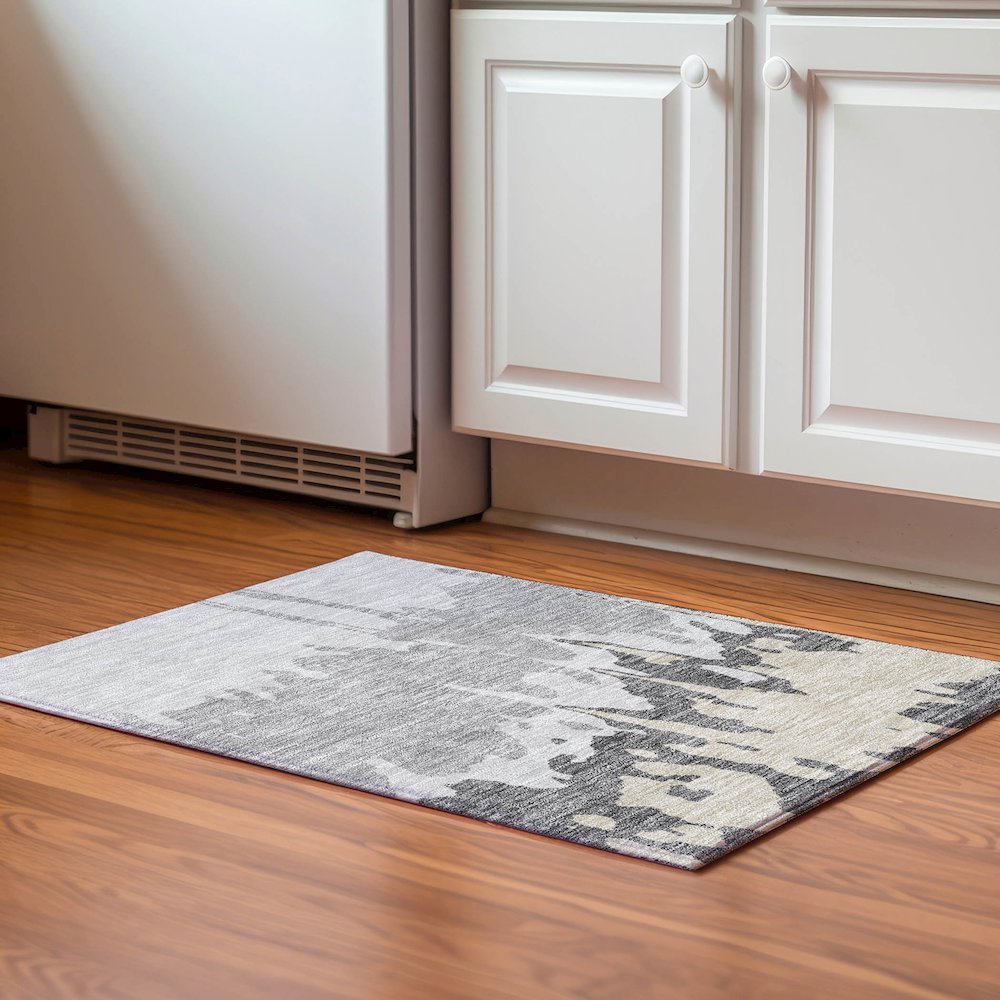 Premium Machine Washable Mayfield AMF961 Gray 1'8" x 2'6" Rug. Picture 5