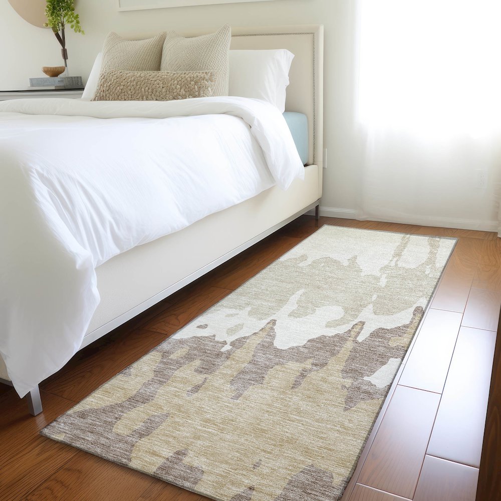 Premium Machine Washable Mayfield AMF961 Ivory 2'3" x 7'6" Runner Rug. Picture 5