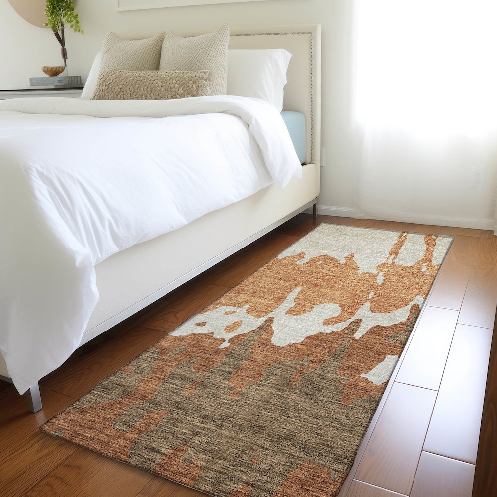 Premium Machine Washable Mayfield AMF961 Paprika 2'3" x 7'6" Runner Rug. Picture 5