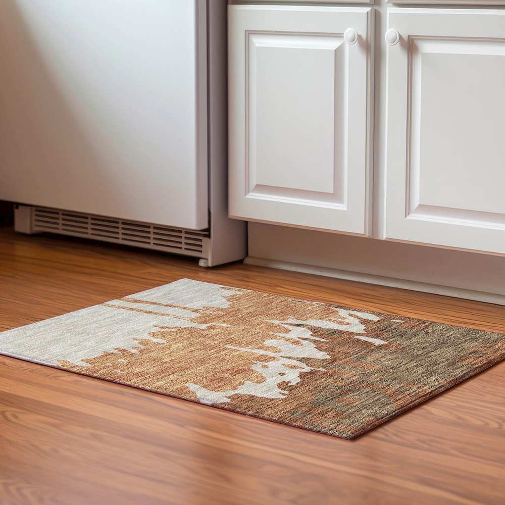 Premium Machine Washable Mayfield AMF961 Paprika 1'8" x 2'6" Rug. Picture 5