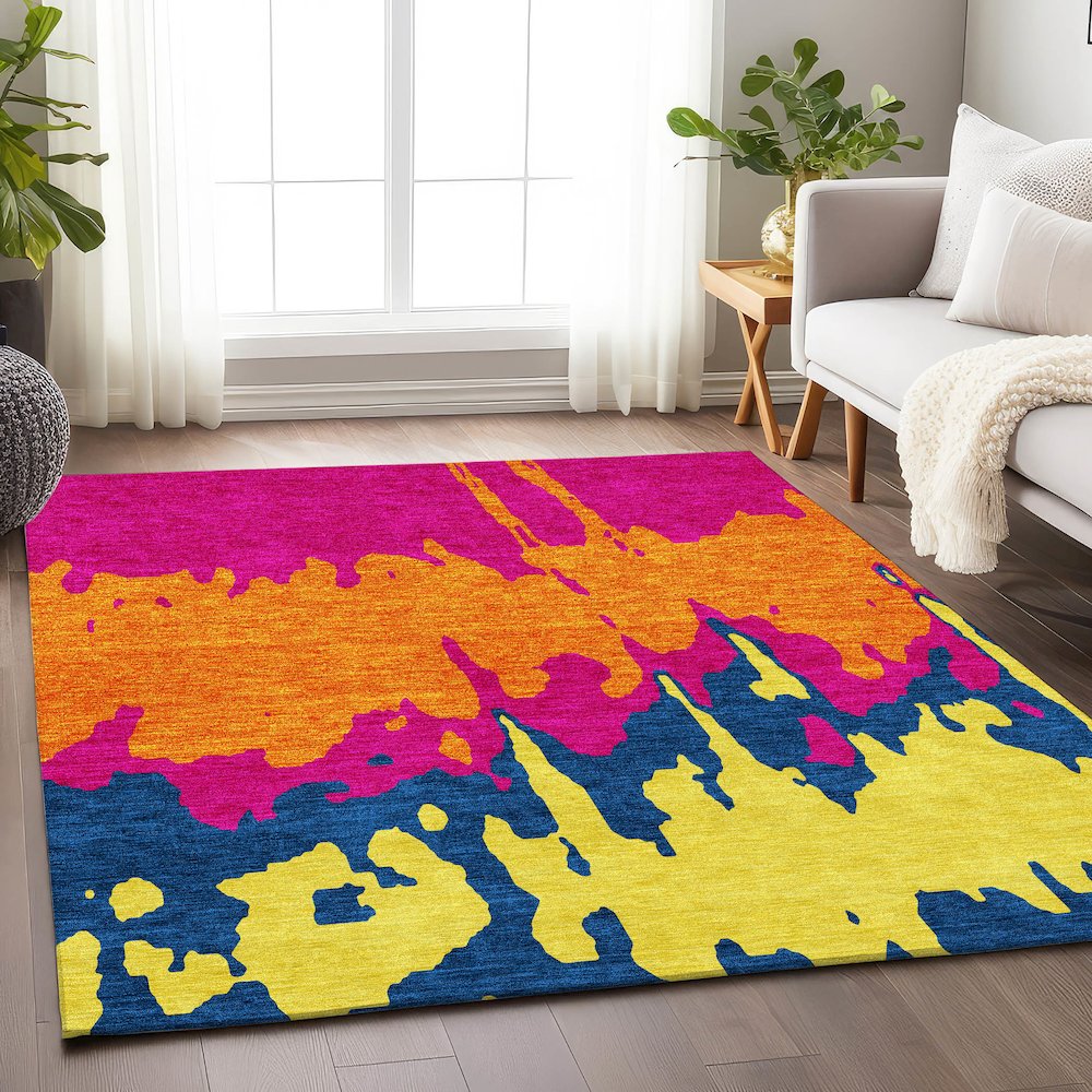 Premium Machine Washable Mayfield AMF961 Pink 2'6" x 3'10" Rug. Picture 5