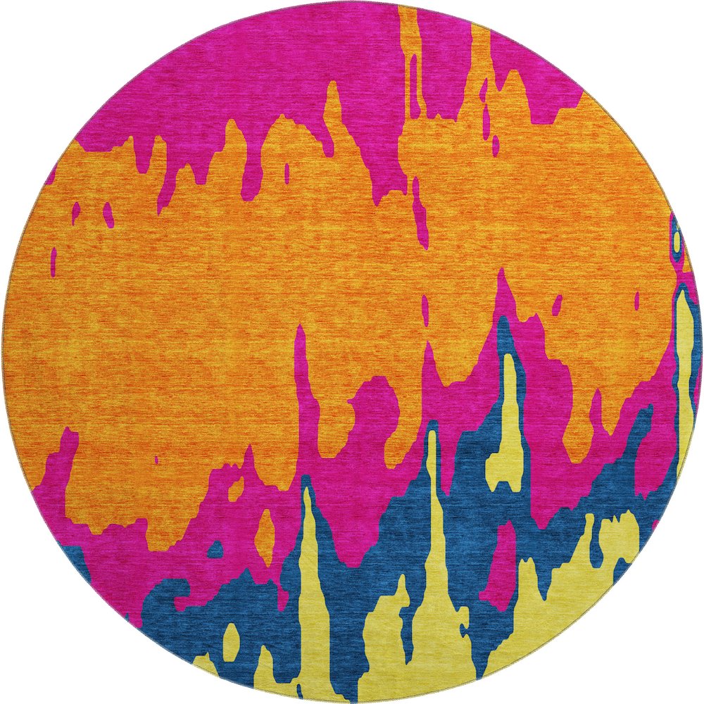 Premium Machine Washable Mayfield AMF961 Pink 8' x 8' Round Rug. Picture 1