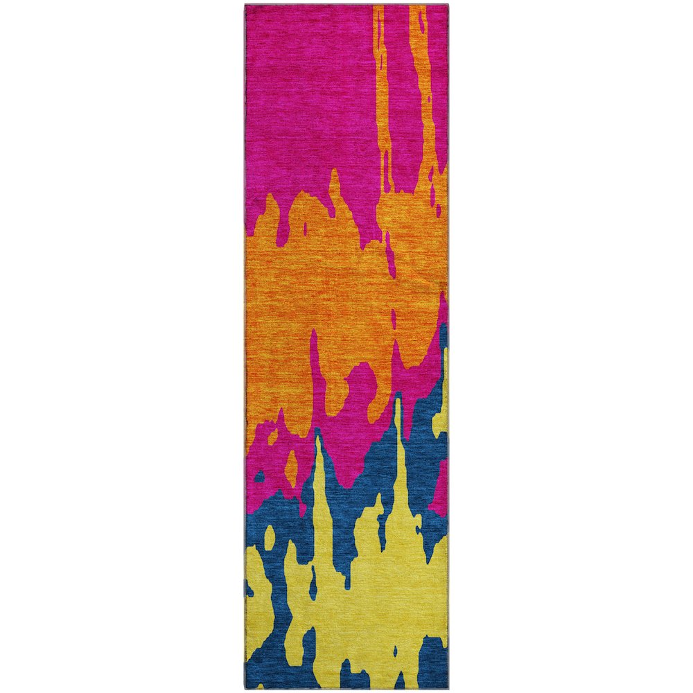 Premium Machine Washable Mayfield AMF961 Pink 2'3" x 7'6" Runner Rug. Picture 1