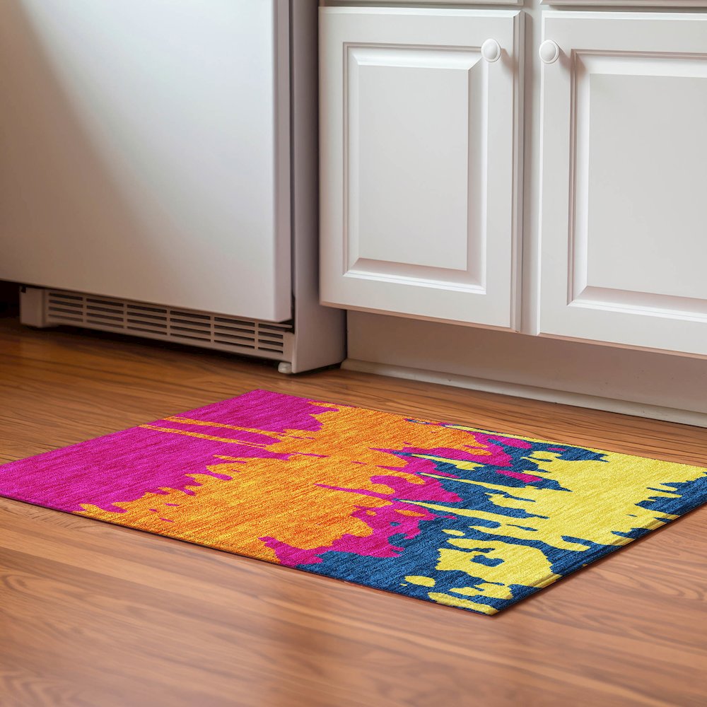 Premium Machine Washable Mayfield AMF961 Pink 1'8" x 2'6" Rug. Picture 5
