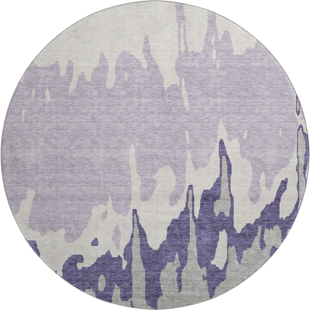 Premium Machine Washable Mayfield AMF961 Purple 8' x 8' Round Rug. Picture 1